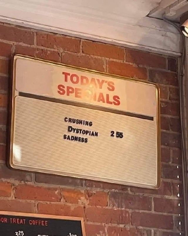 Today's special: overpriced sadness with a shot of dystopia - meme