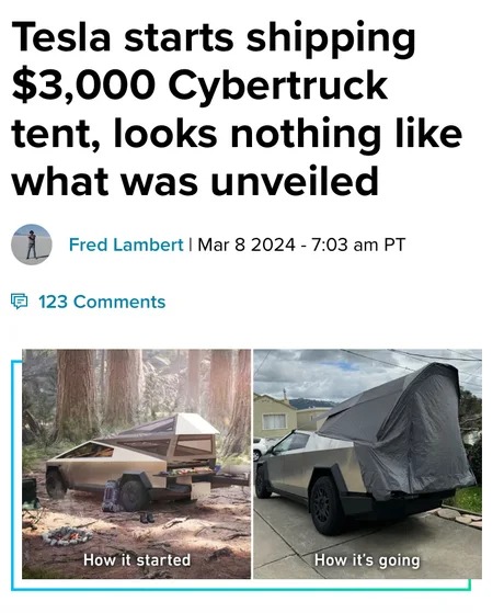 Cybertruck tent meme