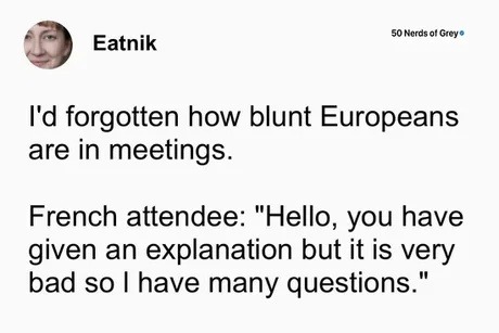 French feedback: blunt, honest, devastating - meme