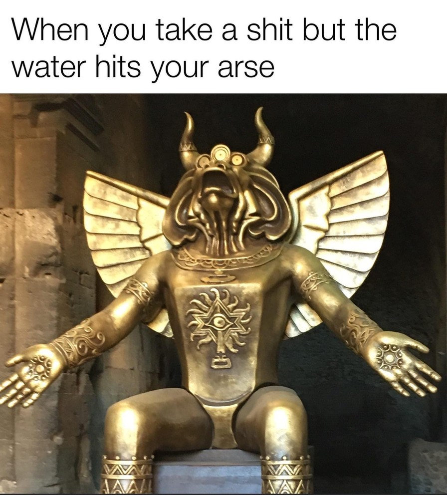 When the toilet water high-fives your soul - meme