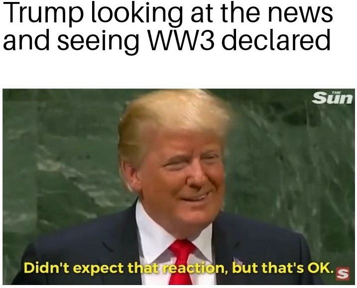 Trumps reaction to WW3 - meme