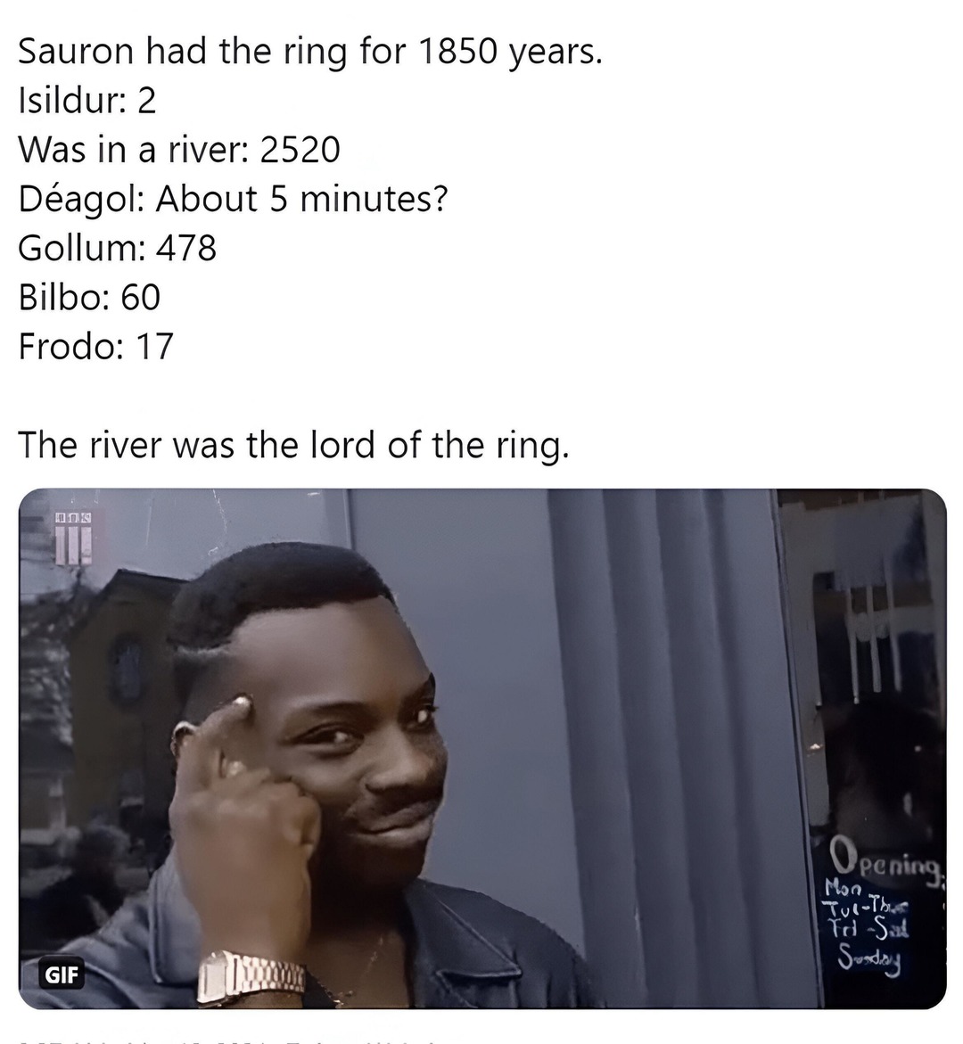 The river had the ring longer than anyone - meme