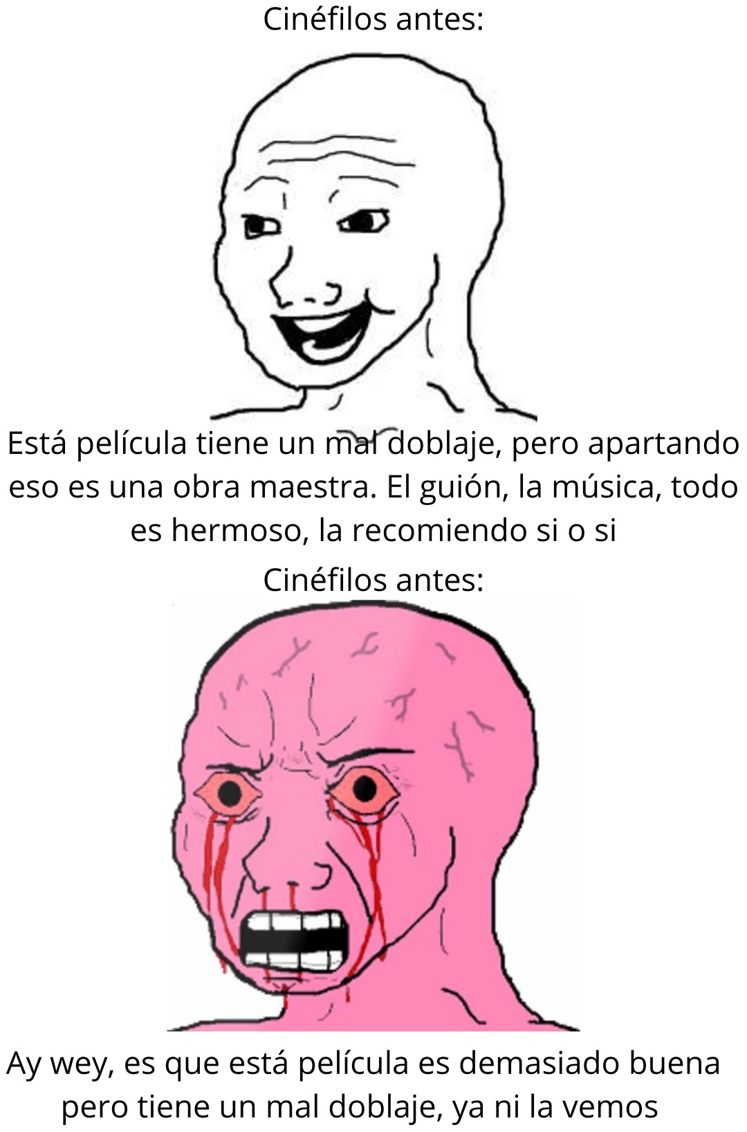 Desde cuándo el doblaje determina la calidad de una película, malditos autistas llorando por un gramo de sal - meme