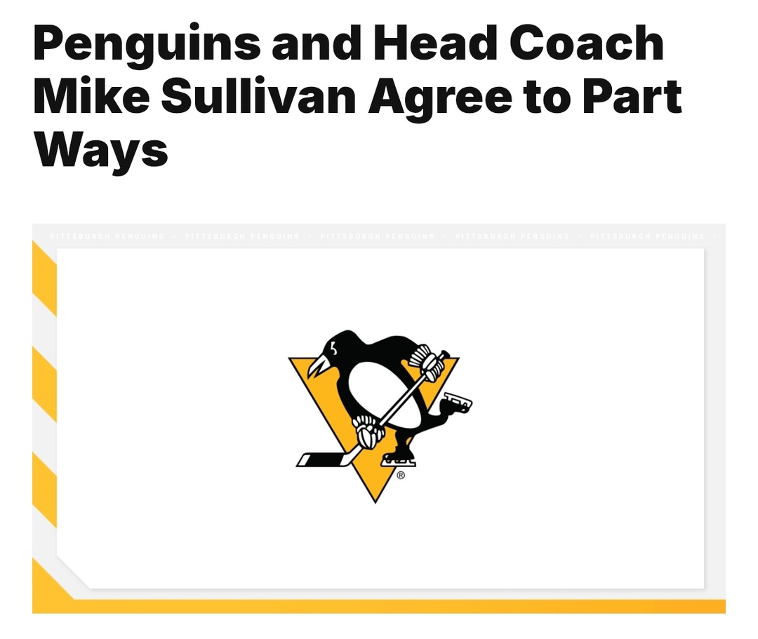 Penguins and Mike Sullivan just hit the breakup button - meme