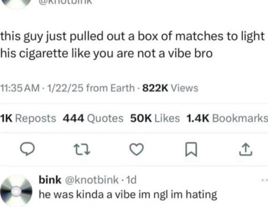 Box of matches guy isn’t a vibe? I beg to differ - meme