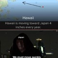 Hawaii is moving toward Japan 4 inches every year
