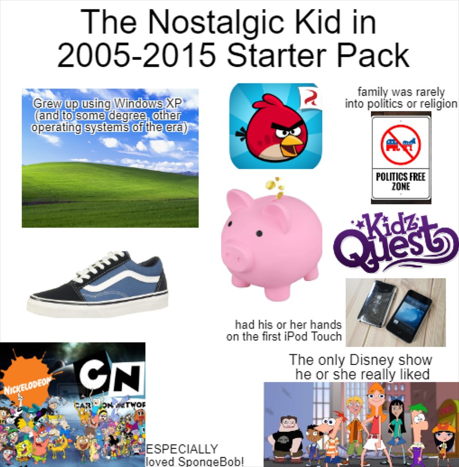 The Nostalgic Kid in 2005-2015 Starter Pack - meme