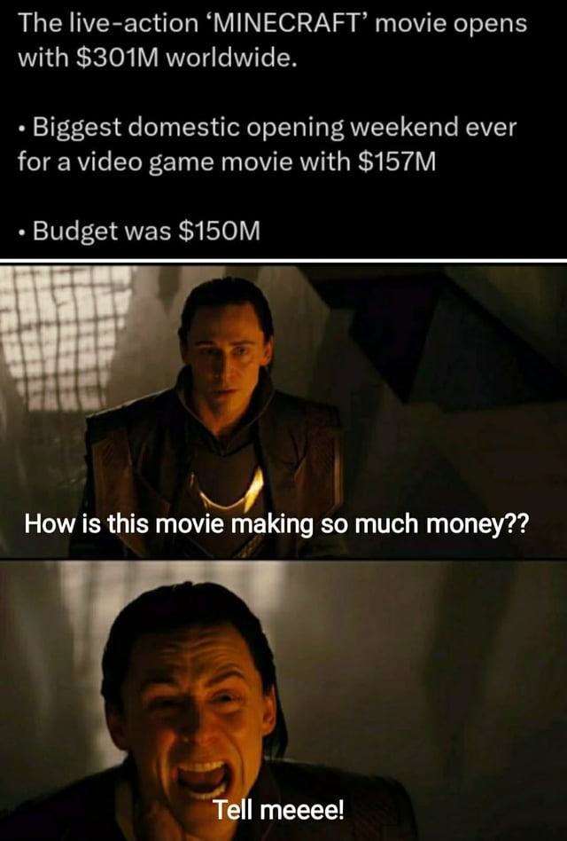 Minecraft movie just beat the box office like it mined diamonds - meme
