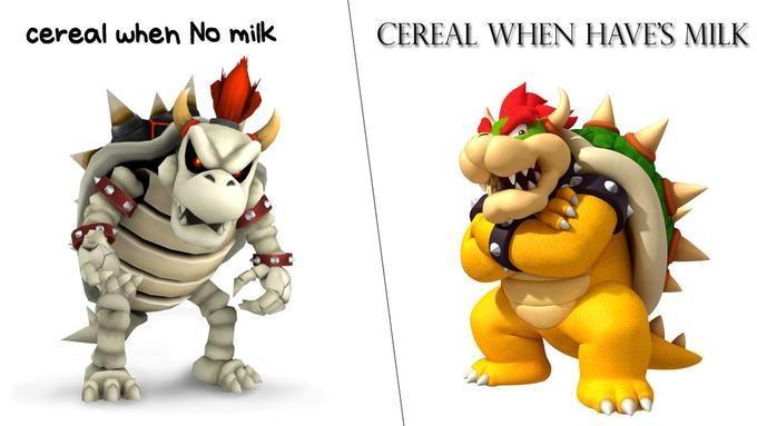 Cereal when haves milk - meme