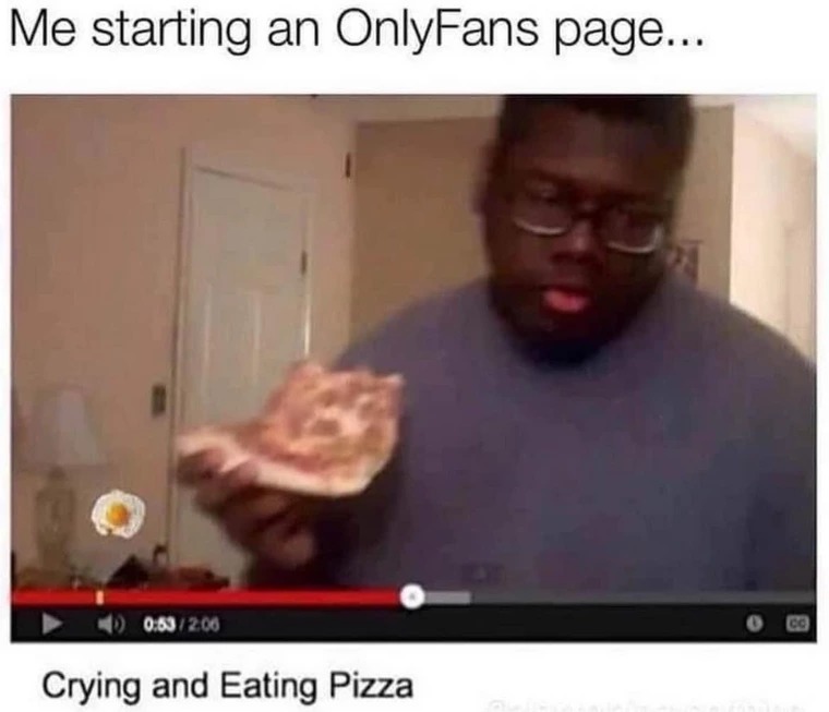 Crying and eating pizza - meme