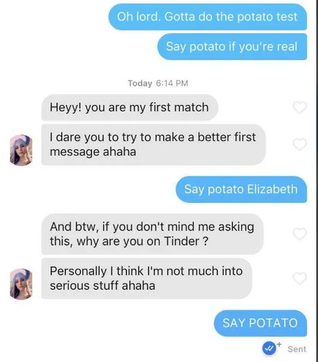 Tintder potato test - meme