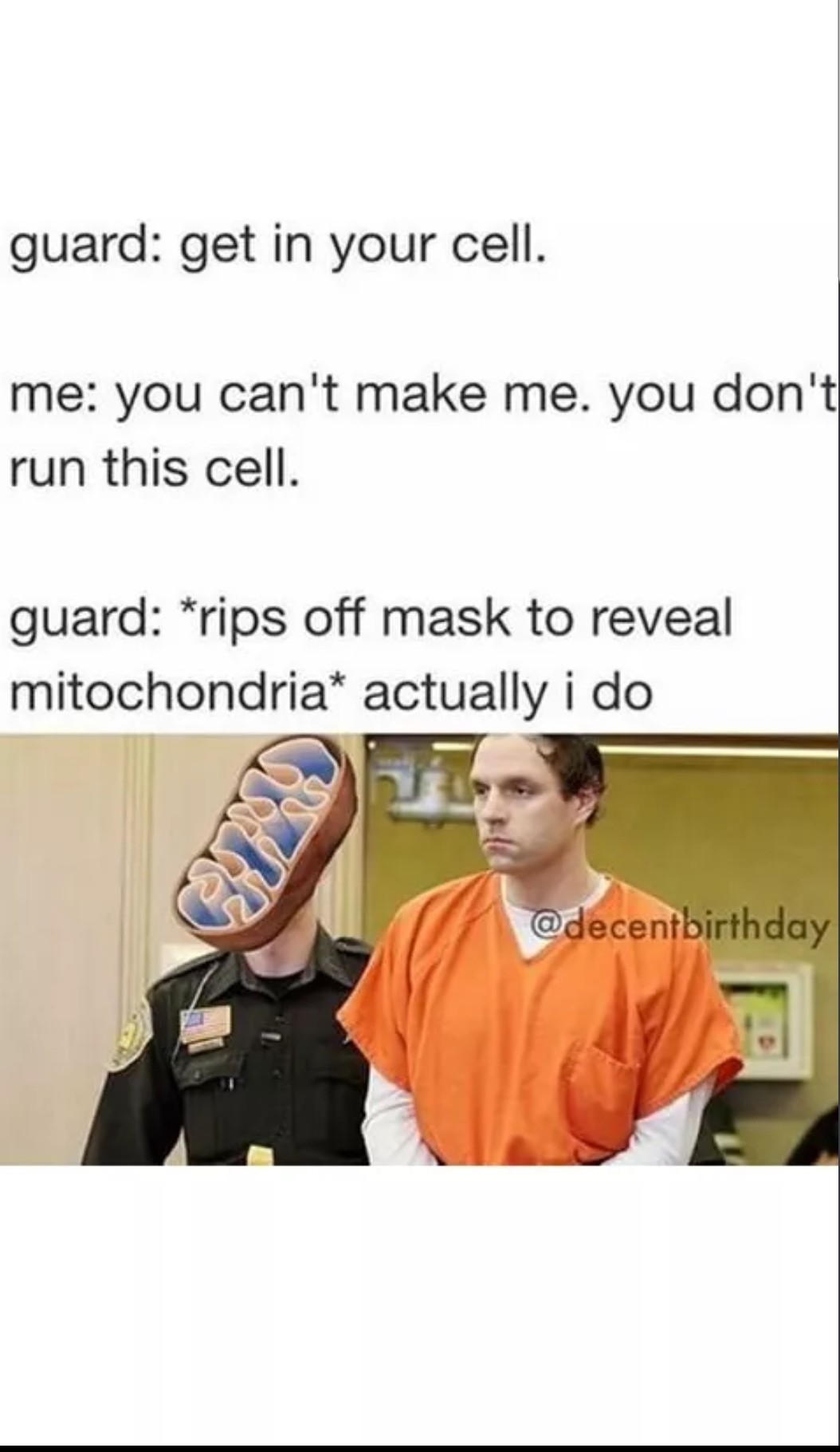 The mitochondria is the powerhouse of the cell - meme