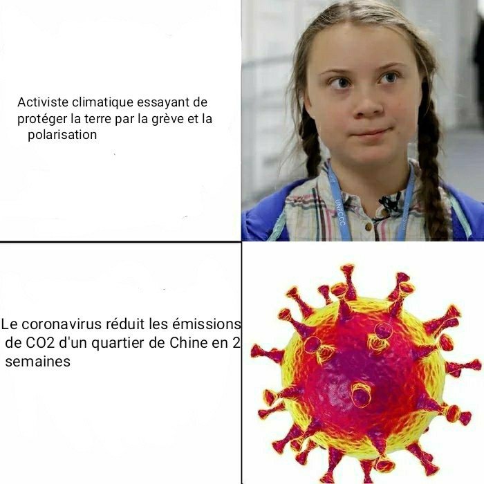 Le coronavirus est contre le réchauffement climatique - meme