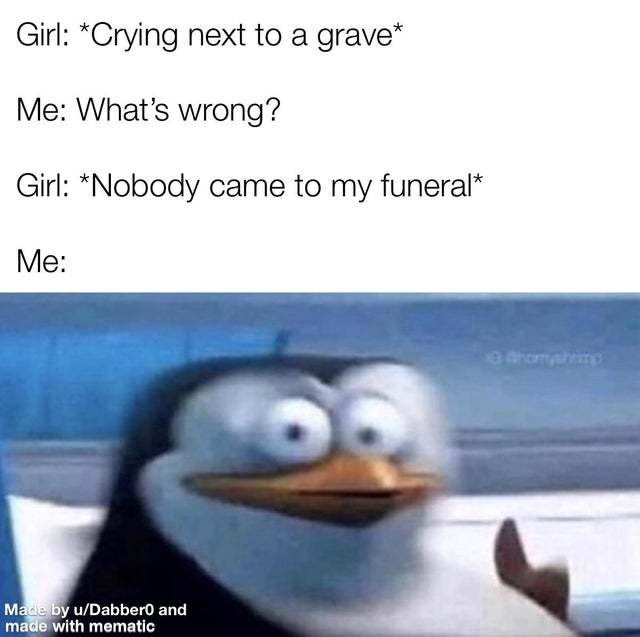Crying next to a grave - meme