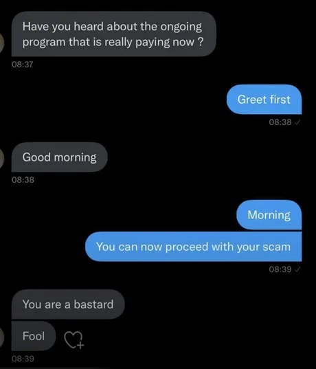You can be a scammer but where are you manners - meme