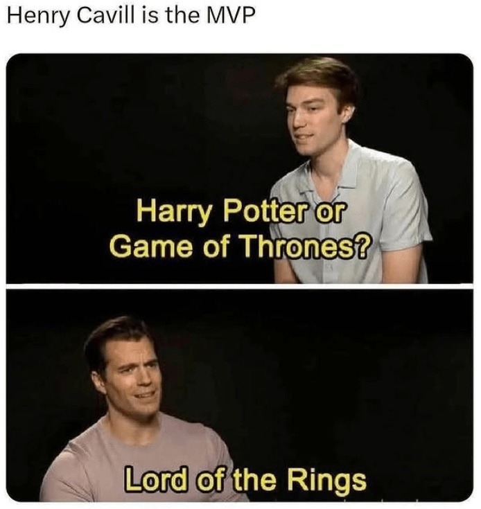 Henry Cavill belongs in every cinematic universe - meme
