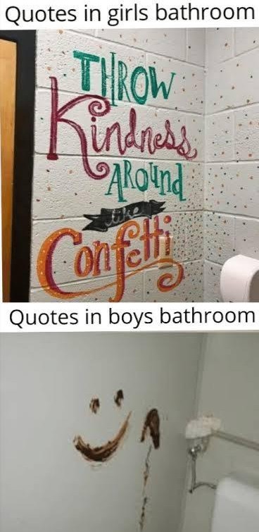 Frases em banheiros femininos vs banheiros masculinos - meme