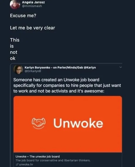The Unwoke job board - meme