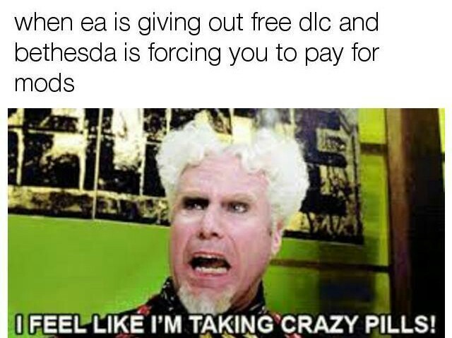 So basically bethesda is trying to make paid mods again with the creation club - meme