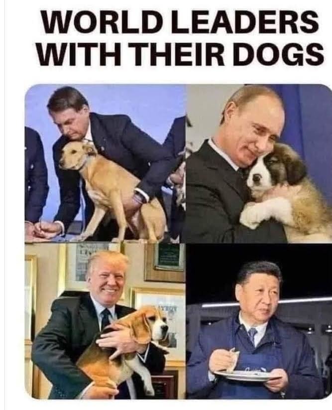 World leaders with their dogs - meme