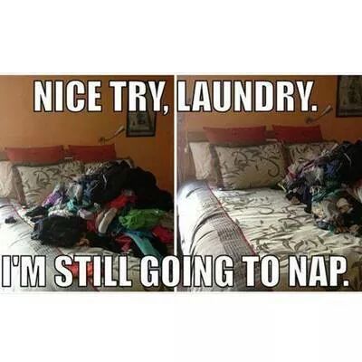 nice try, nap. I'm still going to laundry. - meme