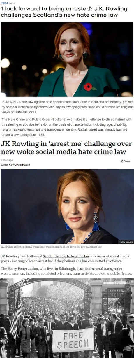 JK Rowling arrest me meme news