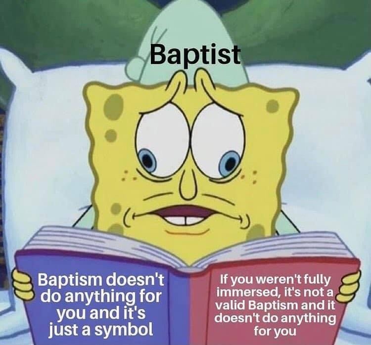 “baptism now saves you.” 1 Peter 3:21 - meme