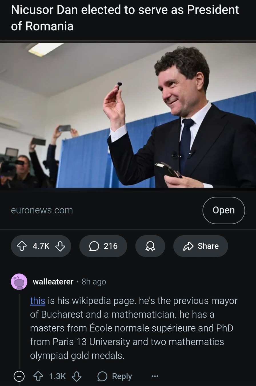 Math Olympiad champ Nicusor Dan elected Romania’s president - meme