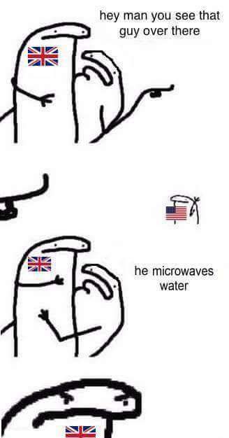 He microwaves watter - meme