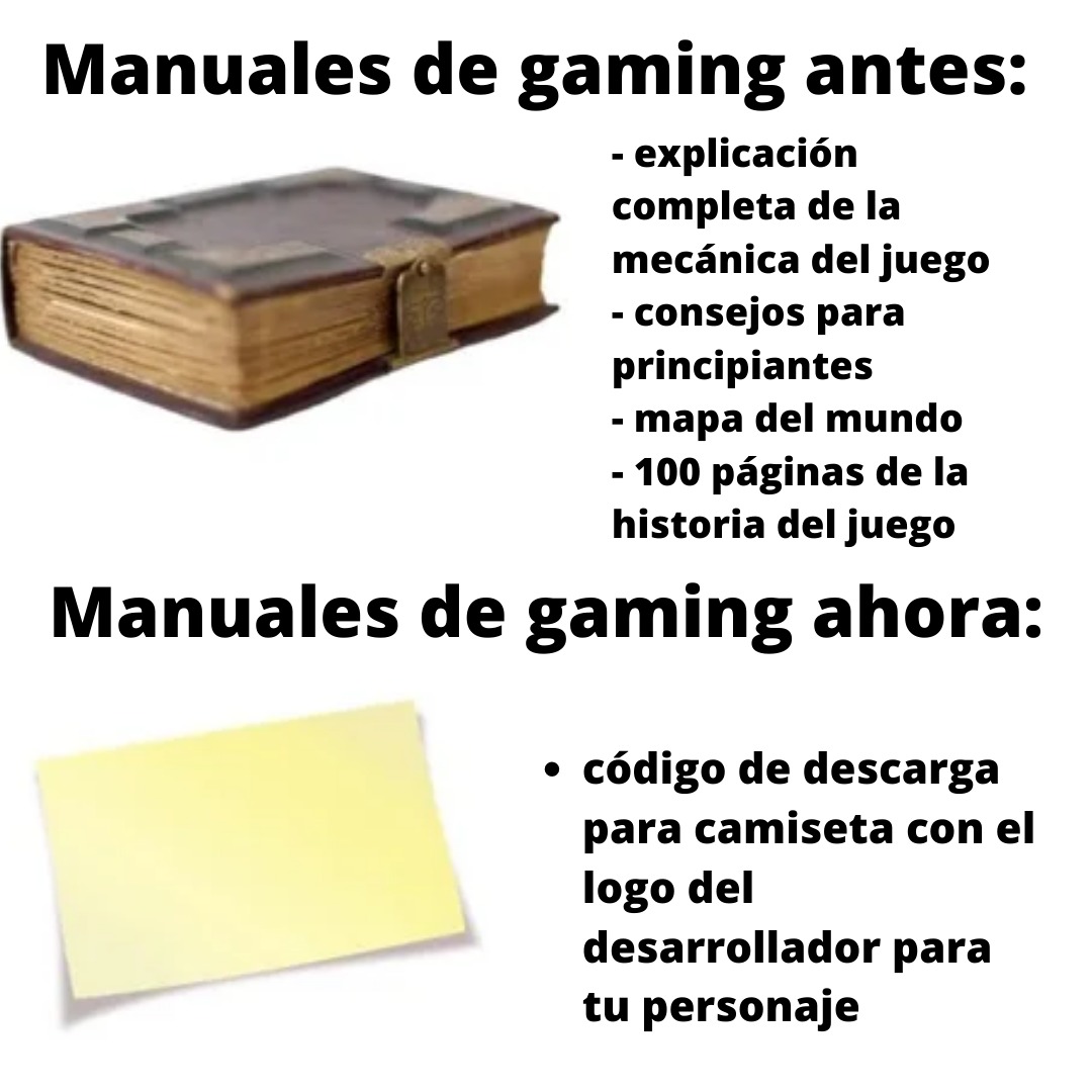 manuales de gaming antes y ahora - meme