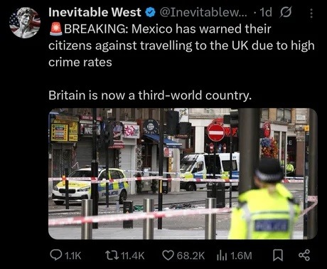 Mexico telling people not to visit UK is wild - meme