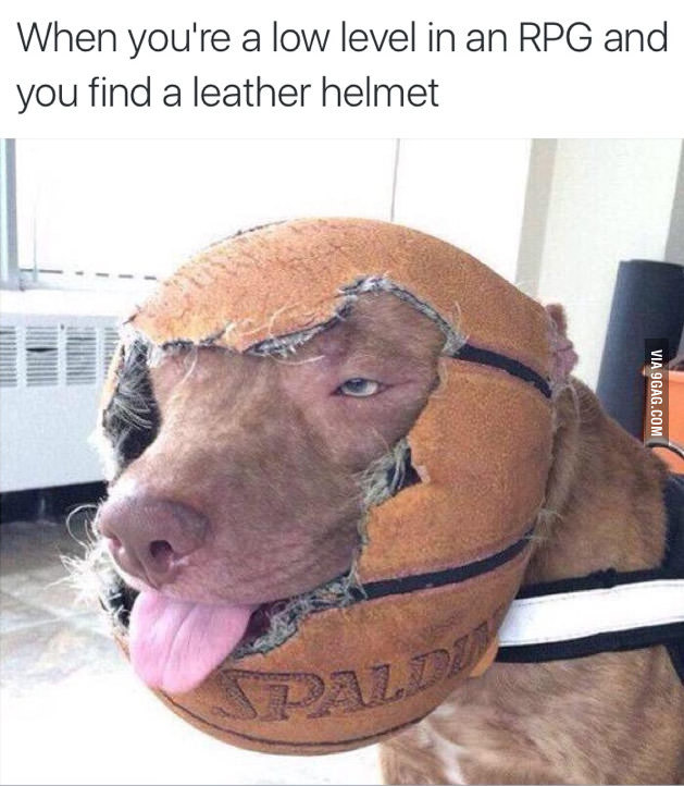 Quando voce acha um leather helmet ... -5 carisma - meme