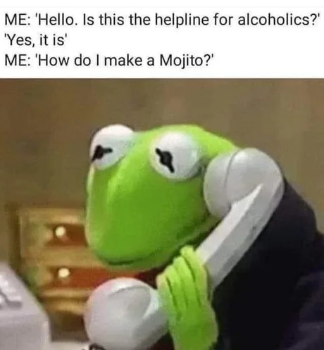 Helpline for alcoholic - meme