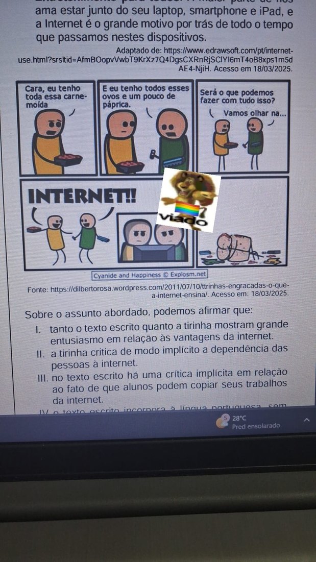 Essa porra de tirinha tava em uma prova para uma bolsa kkkkkkkkkkk - meme