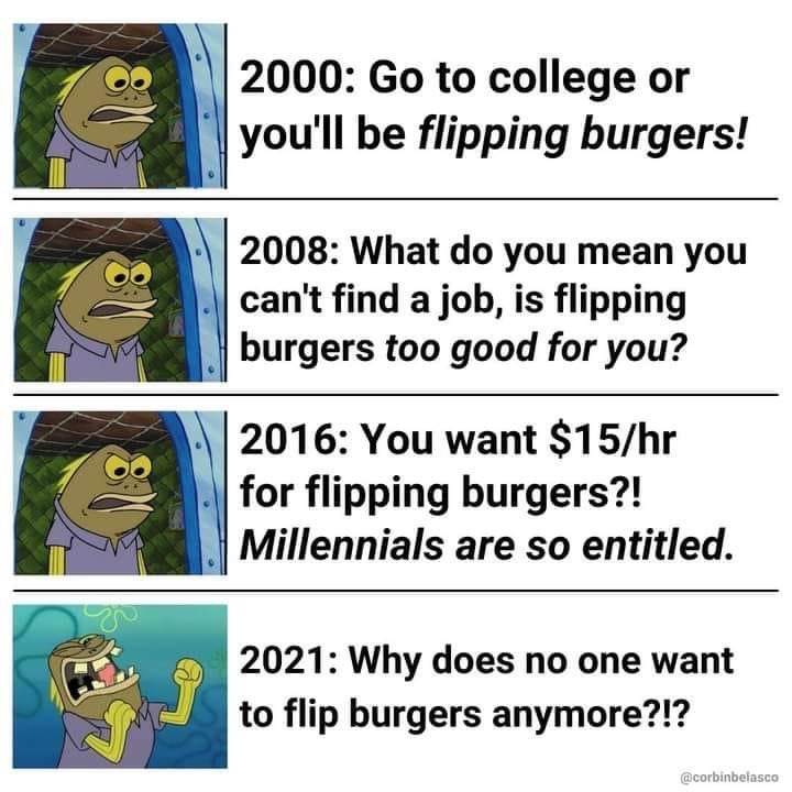 Flipping burgers - meme