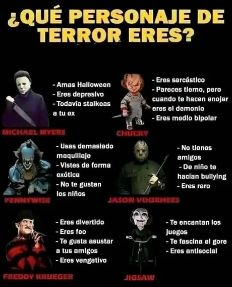 qué tipo de personaje de terrore eres? - meme