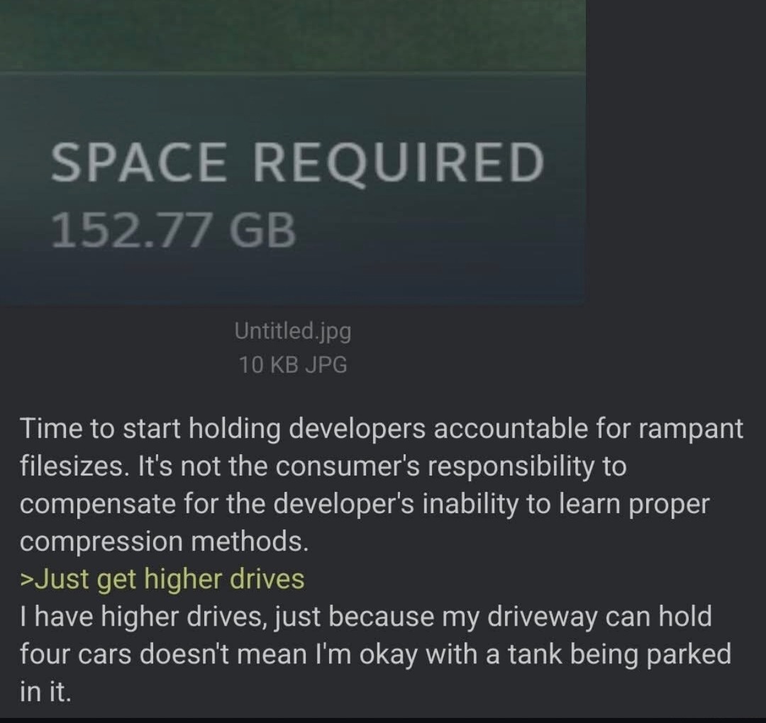Modern games be like: 150GB for one menu screen - meme