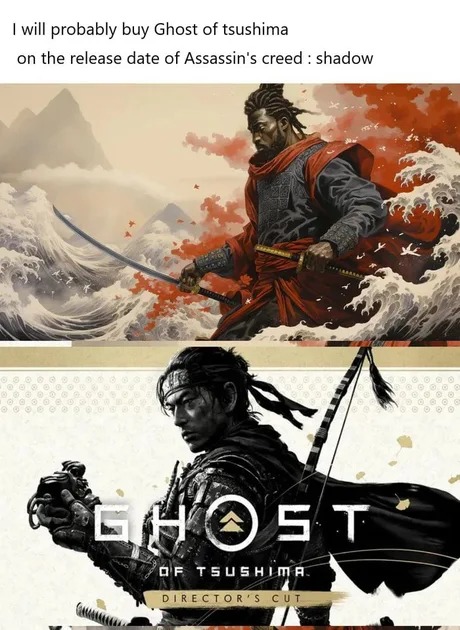 Ghost of Tsushima vs Assassins Creed Shadows - meme