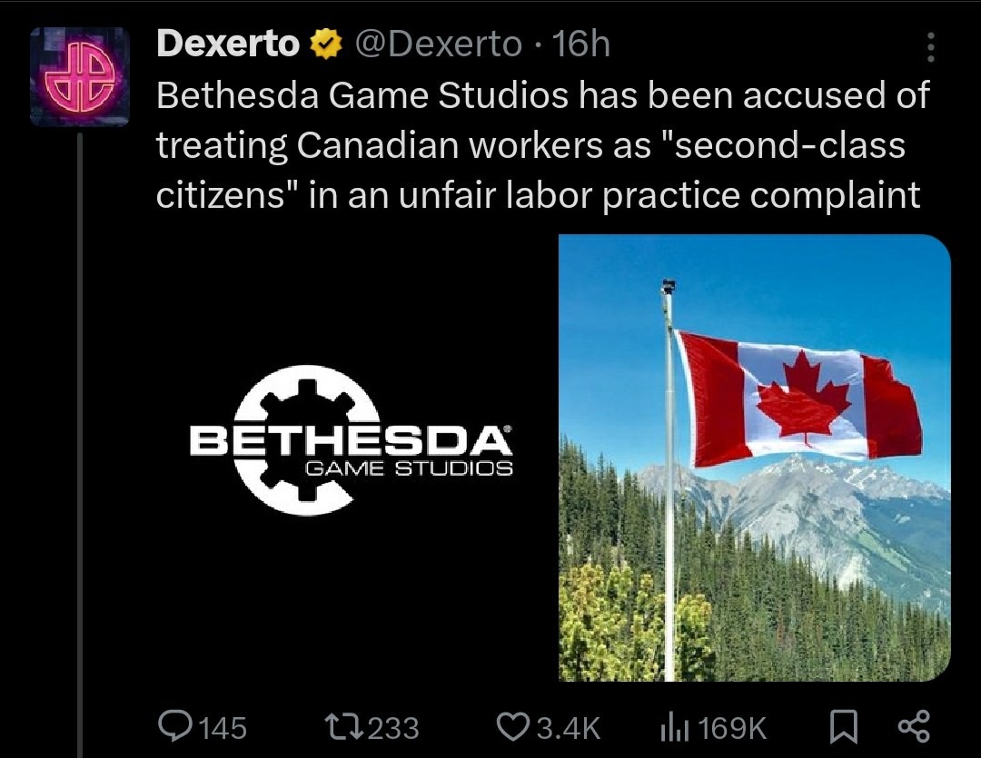 Bethesda Game Studios accused of treating Canadian workers like second-class citizens - meme