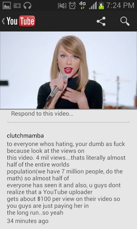 I found this comment on the new Taylor Swift music video Lol - meme