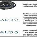 Halo 4: Green man shoot glowing things. lose blue woman. green man sad