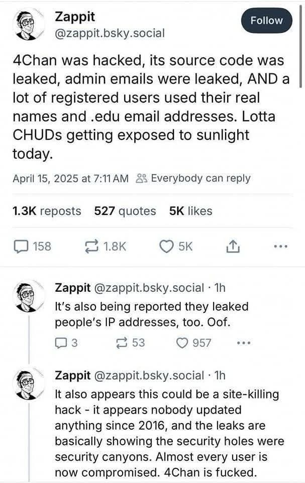4Chan hacked because no one updated it since the dinosaurs - meme