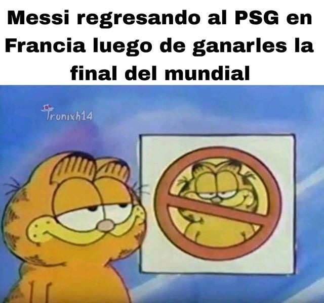 Messi regresando a Francia después de ganar el mundial - meme
