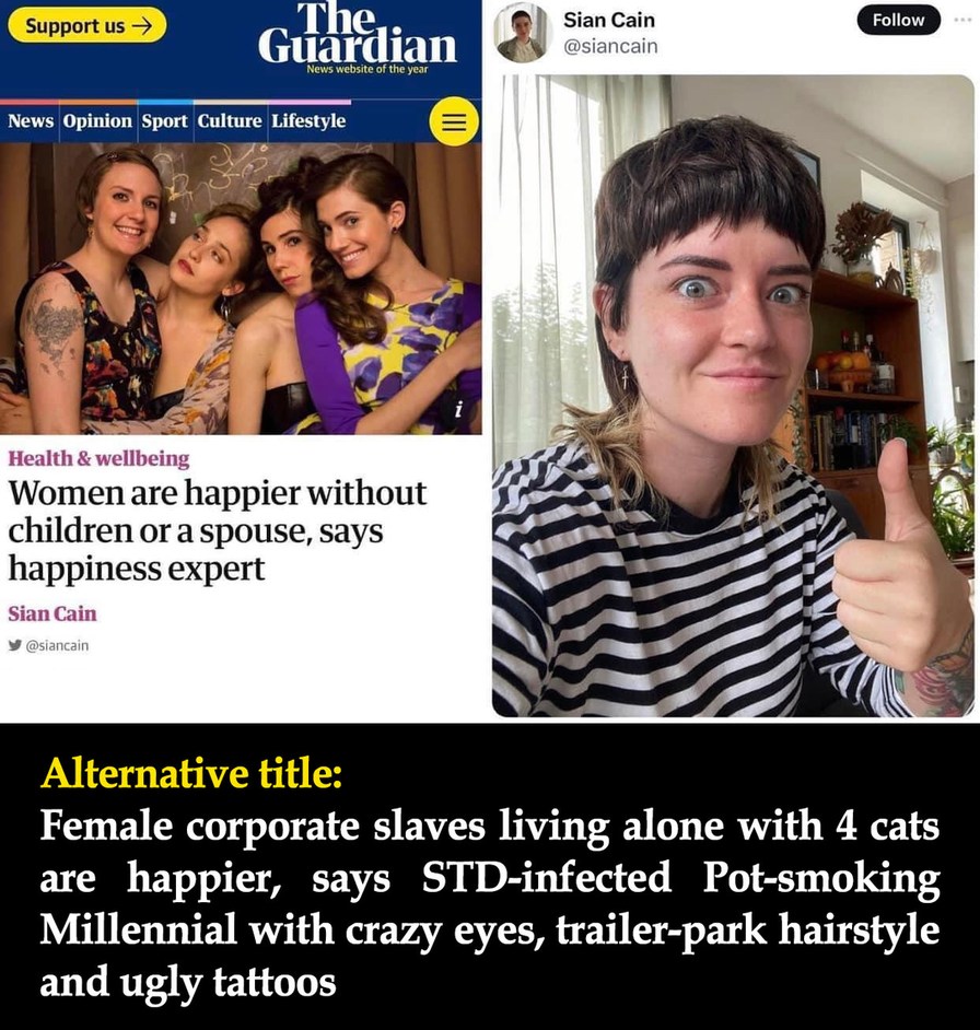 Female Corporate Slaves living alone with 4 cats - meme