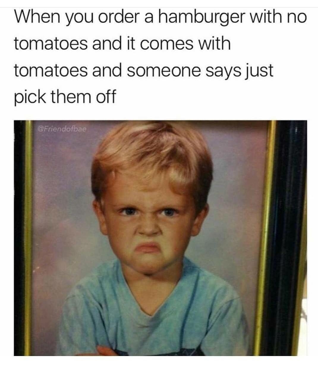 I said no tomatoes bitch - meme