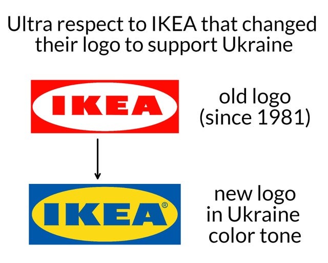 Respect to Ikea that changed their logo to support Ukraine - meme