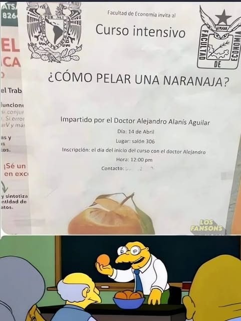 Curso intensivo de pelar naranja nivel dios - meme