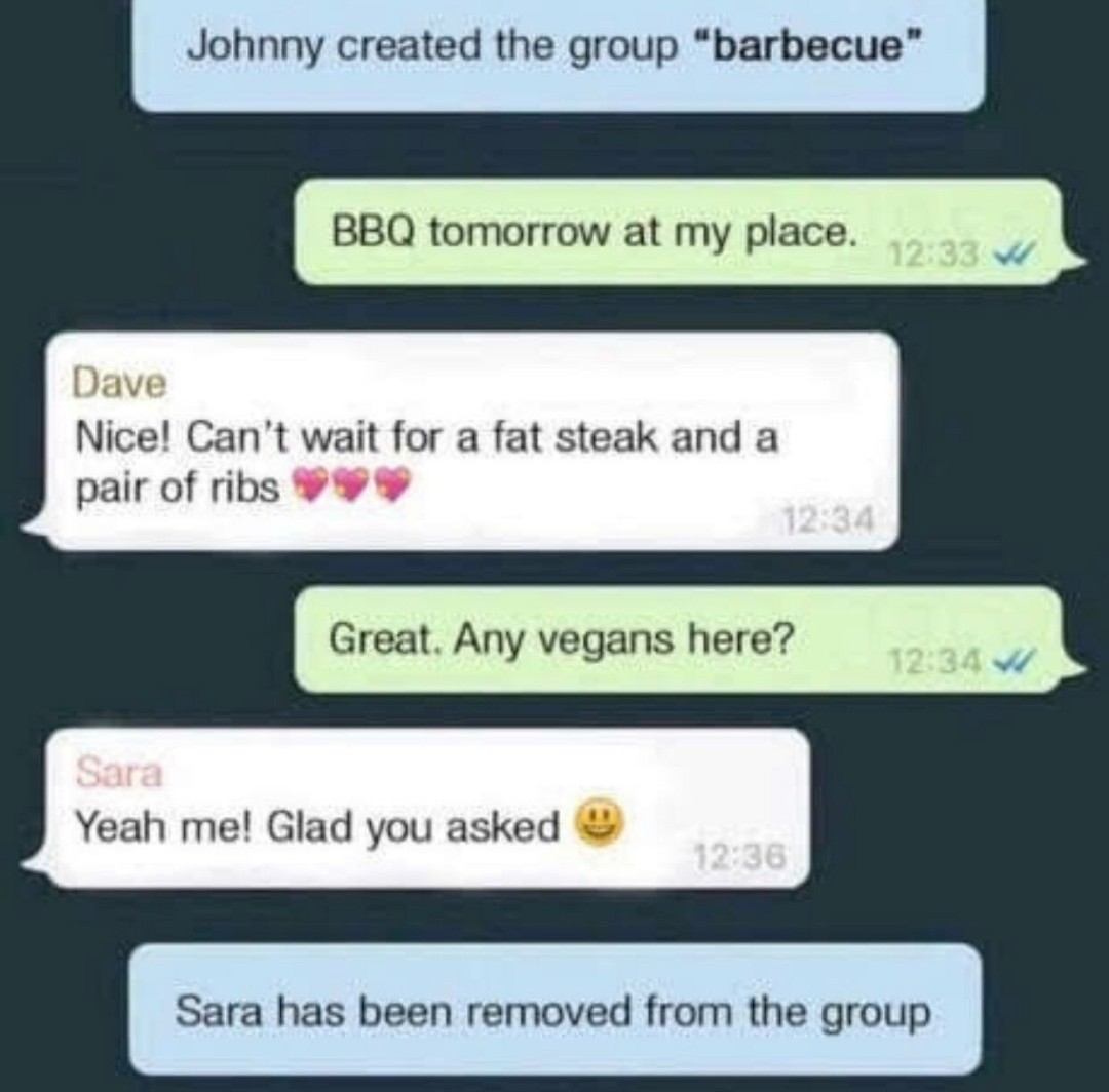 No vegans allowed - meme