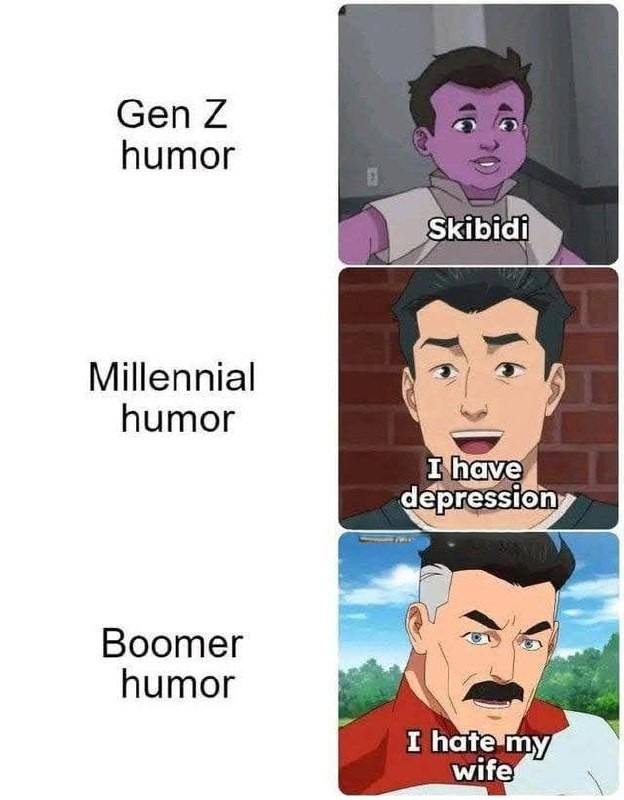 Gen Z con skibidi y boomers odiando a la esposa - meme