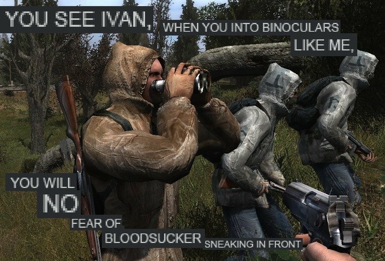 Who need binoculars when have knife scope - meme